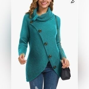 NWT - GRECERELLE Women's Solid Color Chunky Button Pullover Sweater Sz large